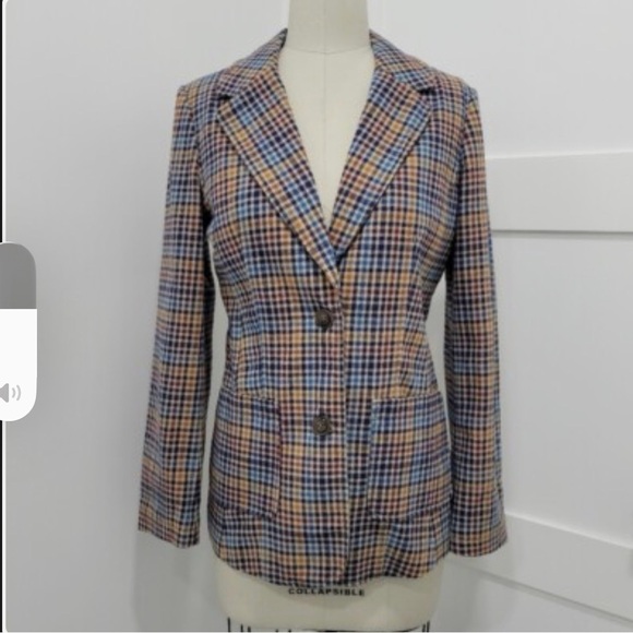 St. John's Bay Jackets & Blazers - St John’s Bay Vintage Checked Plaid Houndstooth Cotton Tailored Blazer Jacket